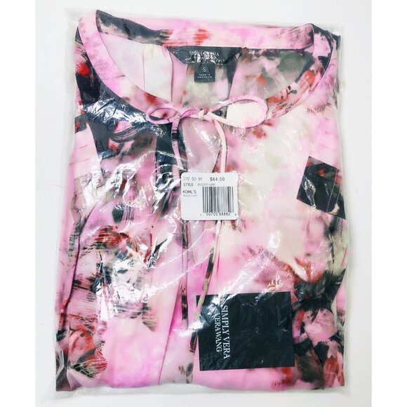 Simply Vera Wang Womens Pink Floral Smocked V Neck Midi Sundress Sz S New - Picture 3 of 9